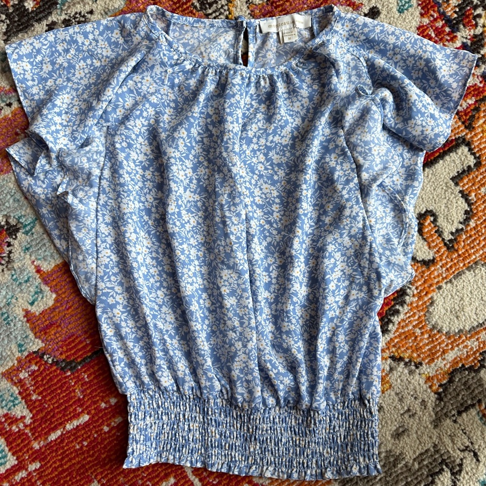 Monteau Light Blue Floral Blouse